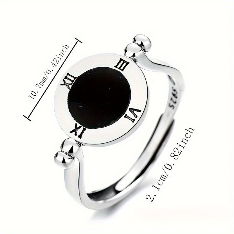 Vintage Gothic Style 925 Silver Adjustable Opening Ring for Women Men