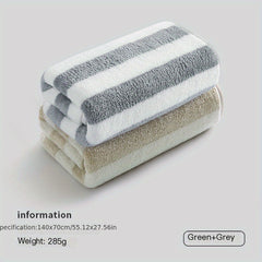 3pcs Striped Pattern Towel Set Absorbent Bath Hand Face Towel Hair Drying Cap