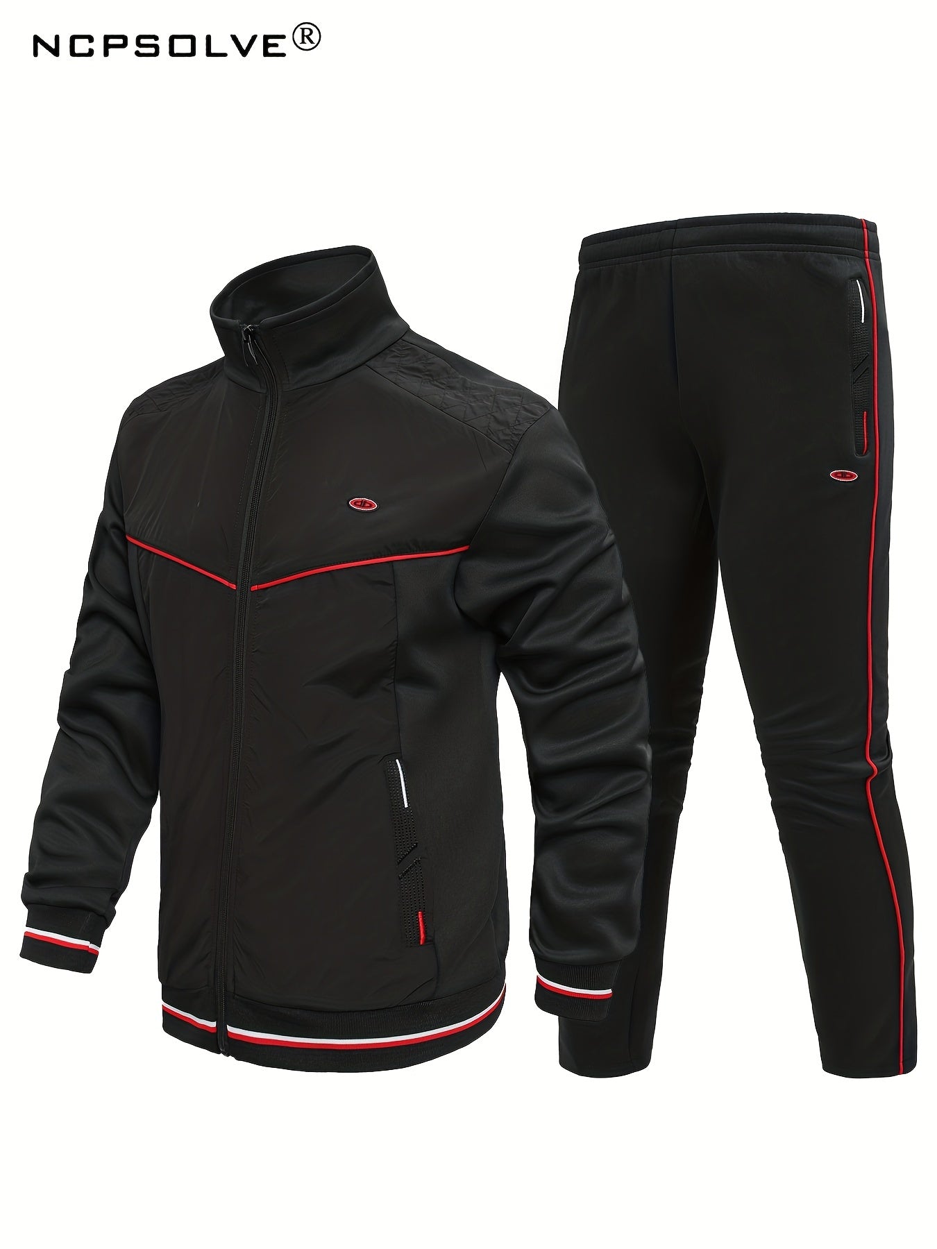 Men's Stand Collar Sports Jacket & Comfy Pants Set for Fall Winter