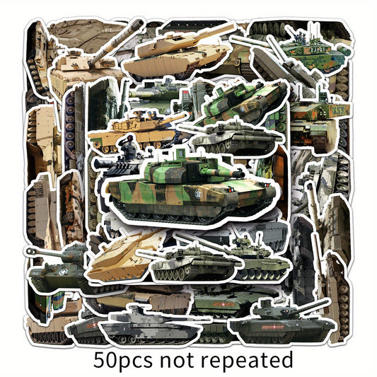 50pcs Military Tank Doodle Stickers for DIY Phone Cases and Luggage