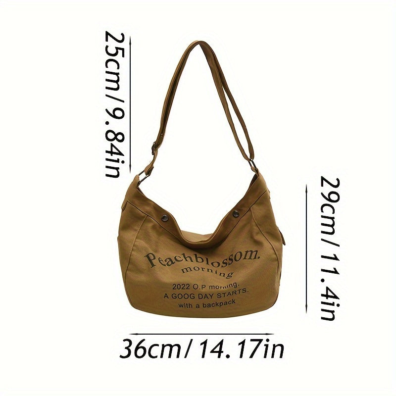 Canvas Tote Bag Large Capacity with Letter Pattern for Travel & Work
