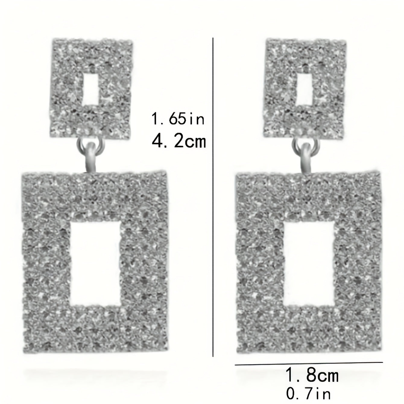 Geometric Square Stud Earrings Drop Wedding Crystal Earrings