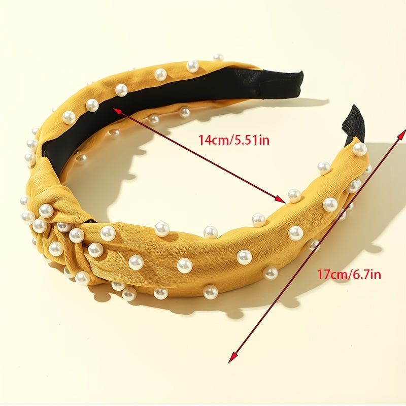 Pearl Headband Twisted Faux Velvet Bling Hair Clip Hairpins