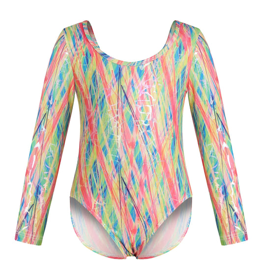 Dreamy Butterfly Tie Dye Gymnastics Suit Long Sleeve