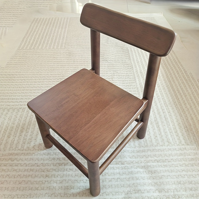 Small Stool With Back Walnut Solid Wood Chair Adult