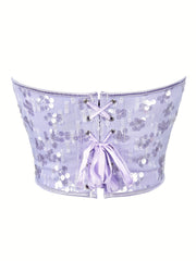Sequin Strapless Corset Bustier Tummy Control Lace Push Up Body Shaper