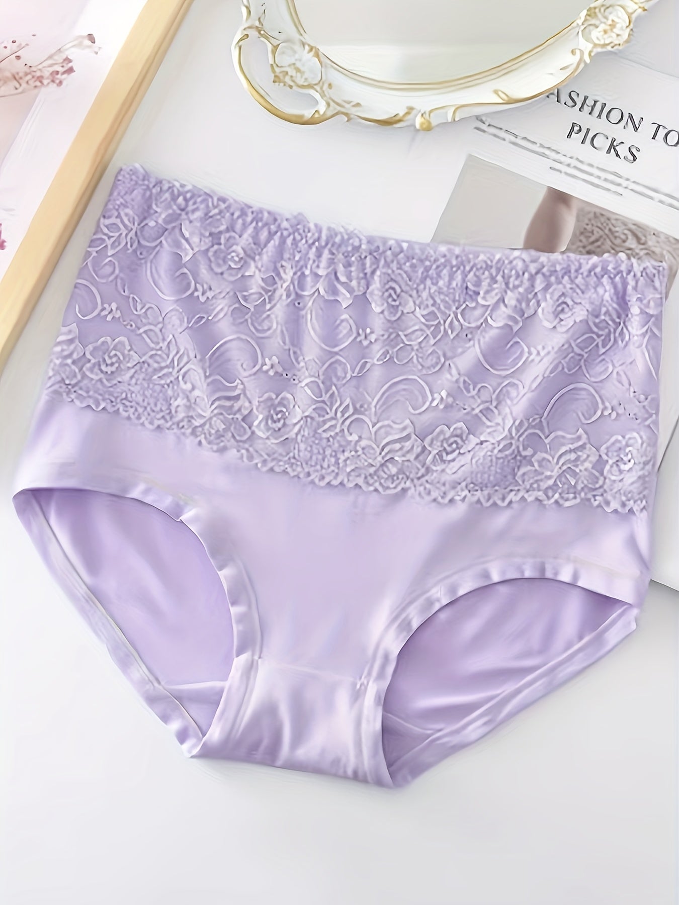 4 Pack Plus Size Lace High Waisted Comfort Panties Set