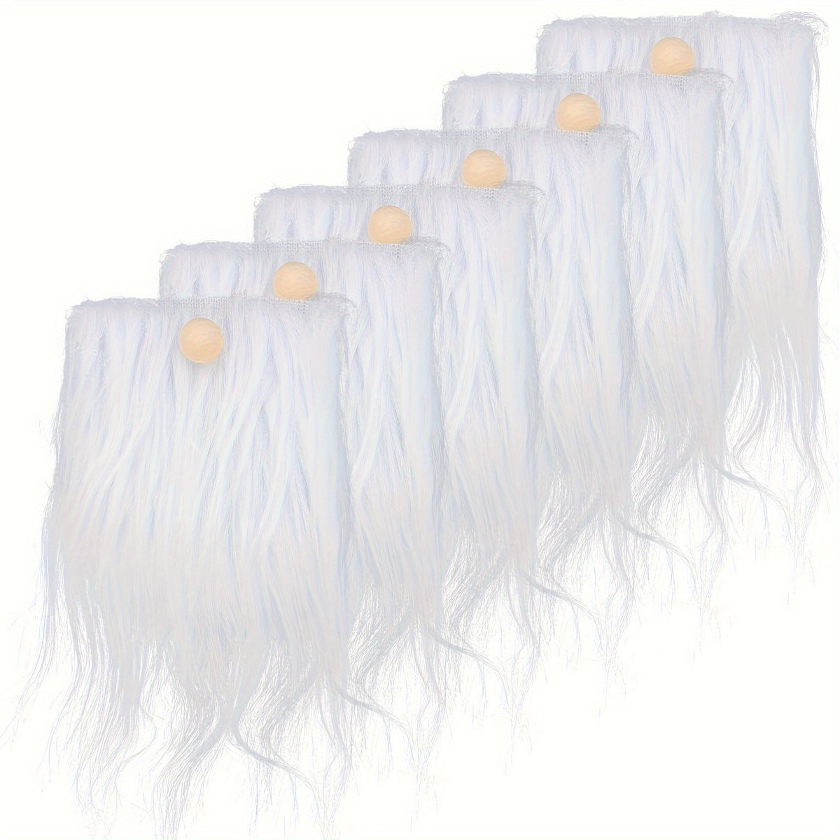 12pcs Faux Fur Costume Beard & Wooden Ball Crafts Dwarf Doll Accessories