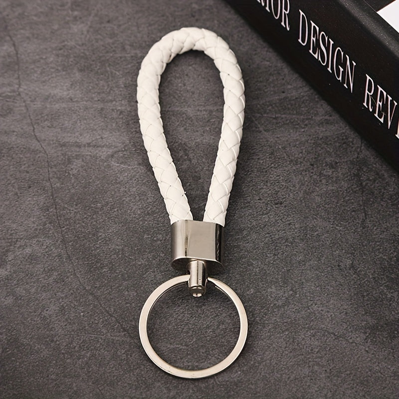 Multicolor Woven PU Leather Keychain Pendant Keyring Car Key Holder Ornament