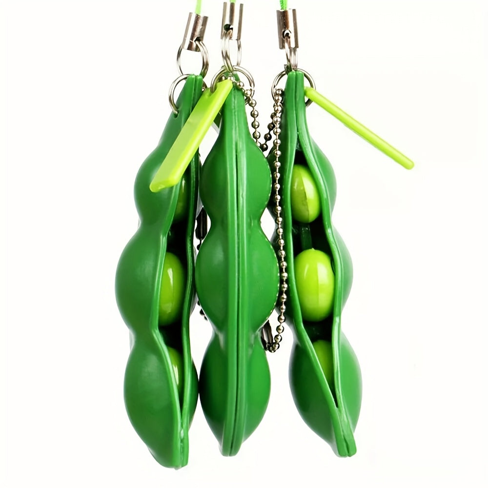 Pea Shaped Stress Relief Toy Keychain 13 Designs Plastic Gift for All Seasons