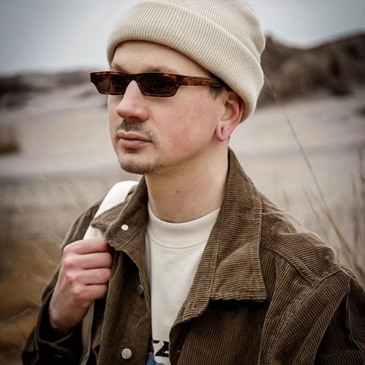 Men's Small Square Frame Sunglasses with Anti-pressure Box