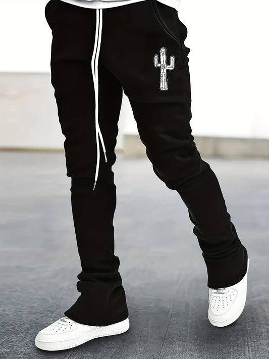 Cactus & Skeleton Pattern Flared Trousers Stretch Hip Hop Joggers