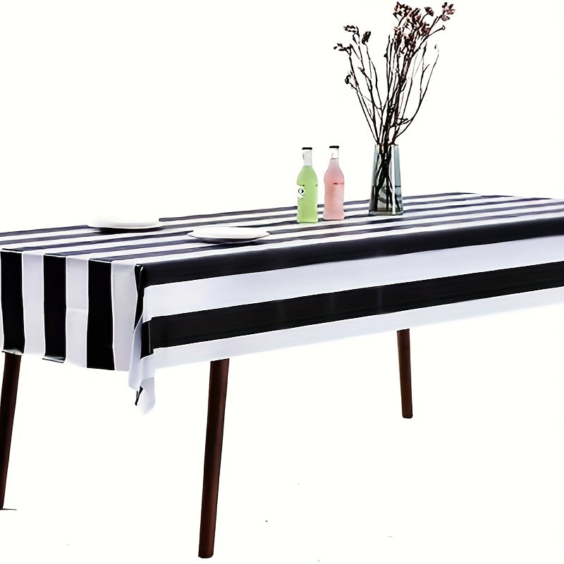 3pcs Waterproof Striped Tablecloth for Dining Camping Picnic Decor