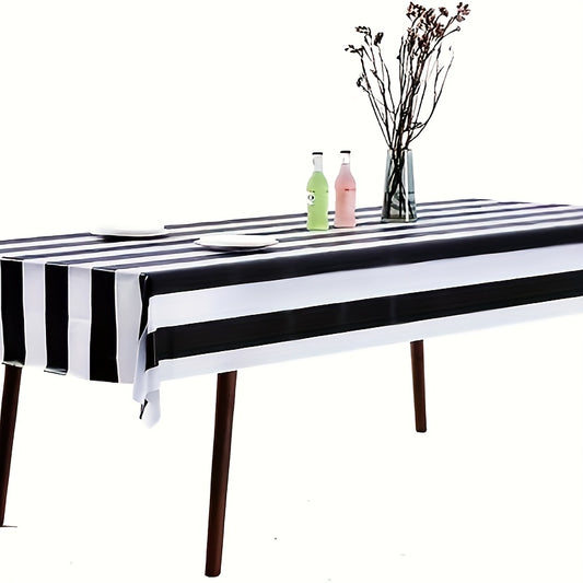 3pcs Waterproof Striped Tablecloth for Dining Camping Picnic Decor