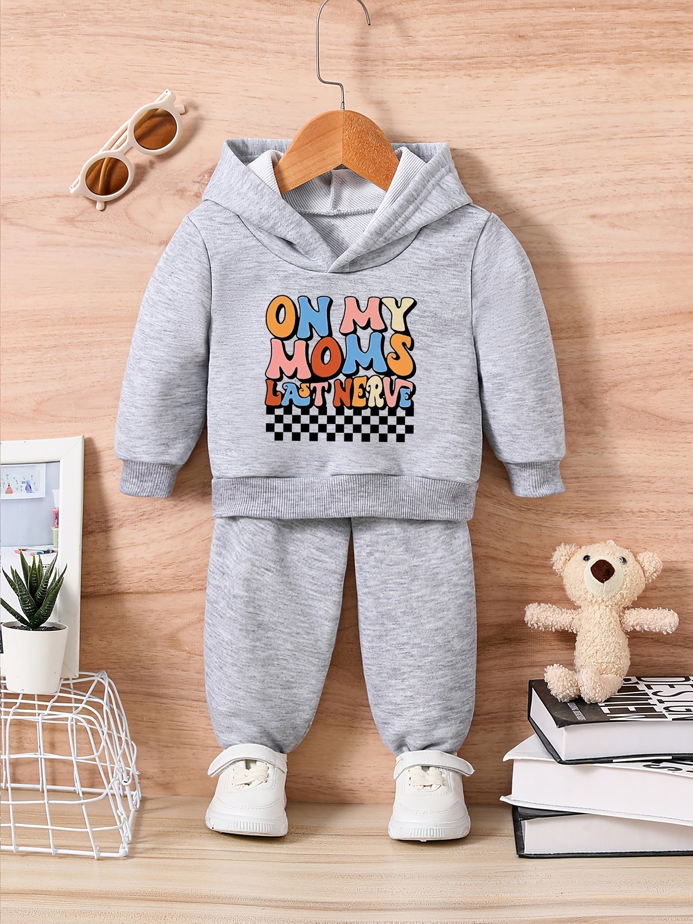 Funny Letter Print Baby Trousers Long Sleeve Sweatshirt Set