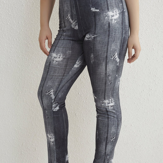  Denim Print Stretch Skinny Leggings