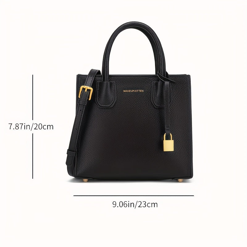 Letter Graphic Lock Crossbody Bag Top Handle Purse For Women