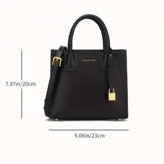 Letter Graphic Lock Crossbody Bag Top Handle Purse For Women