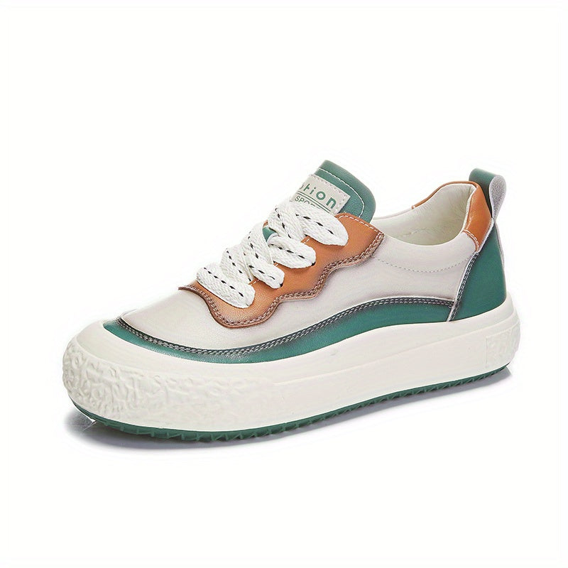 Women's Contrast Board Shoes Leisure Lace Up Outdoor Sneakers Soft Comfortable