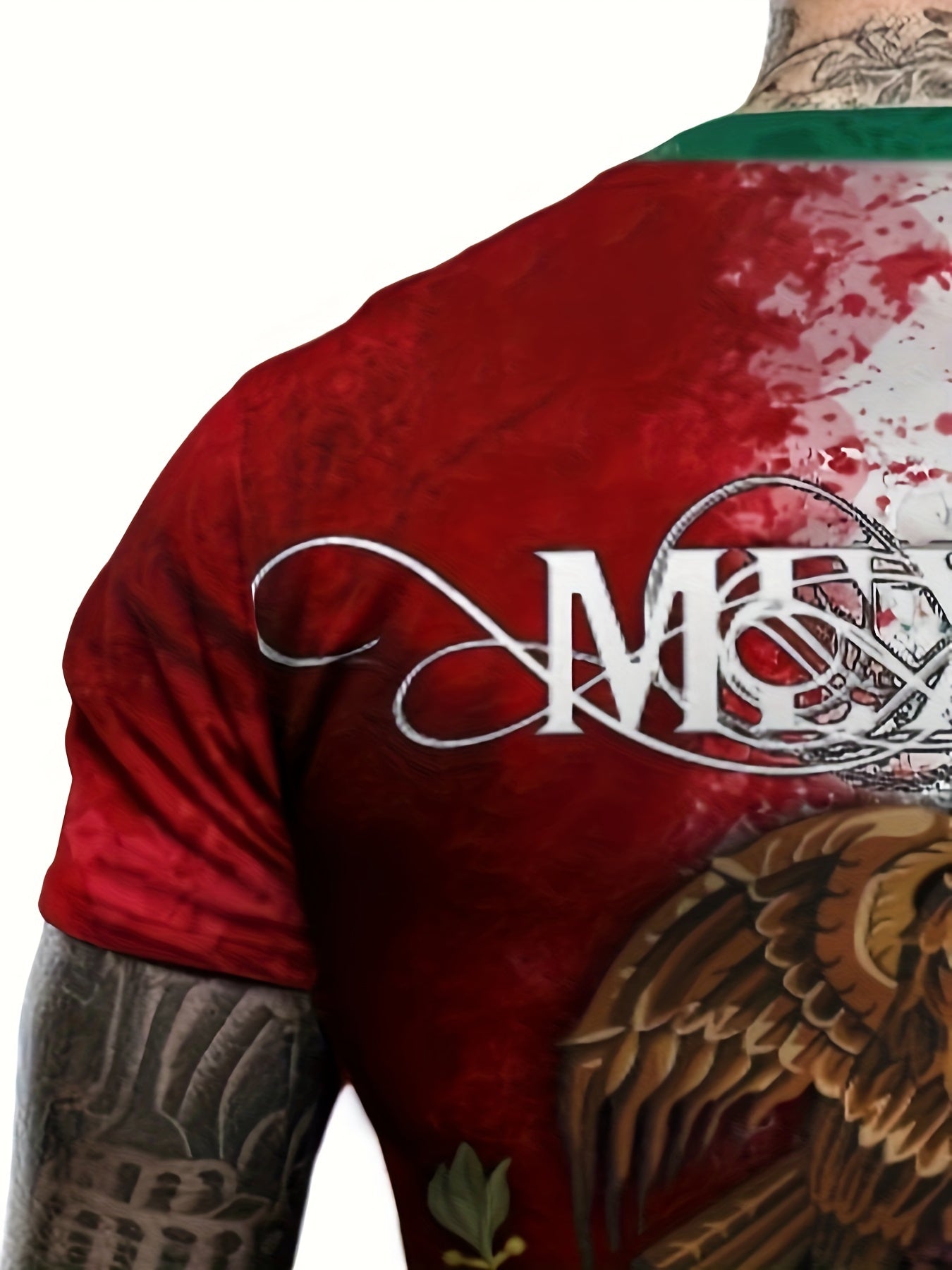 Mexico Eagle Pattern Print Men's Short Sleeve T-shirt Graphic Tee