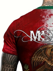 Mexico Eagle Pattern Print Men's Short Sleeve T-shirt Graphic Tee