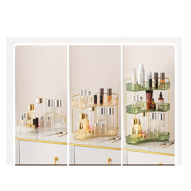 Corner Bathroom Counter Organizer Makeup Vanity Shelf Perfume Tray