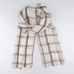 Plaid Linen Tassel Scarf Outdoor Sunscreen Head Wrap