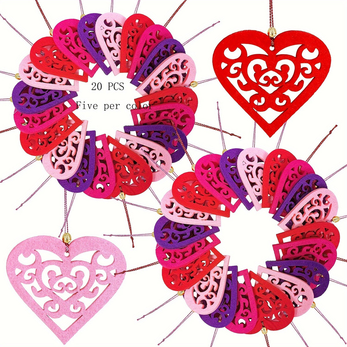 20pcs Christmas Heart Hanging Decoration for Door and Mall Shop