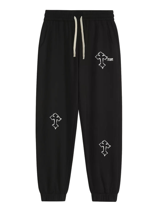 Men's Cross Print Loose Fitted Sweatpants Autumn Casual Pants