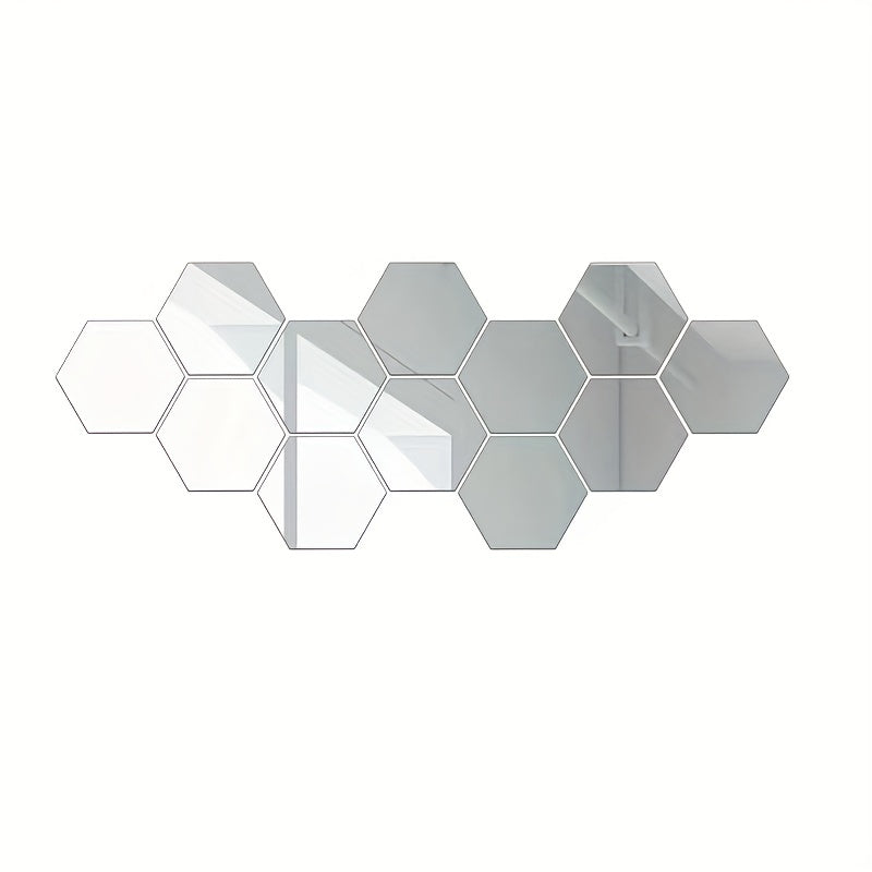 6pcs Hexagon Acrylic Mirror Wall Sticker Geometric Decorative Mirror Sticker