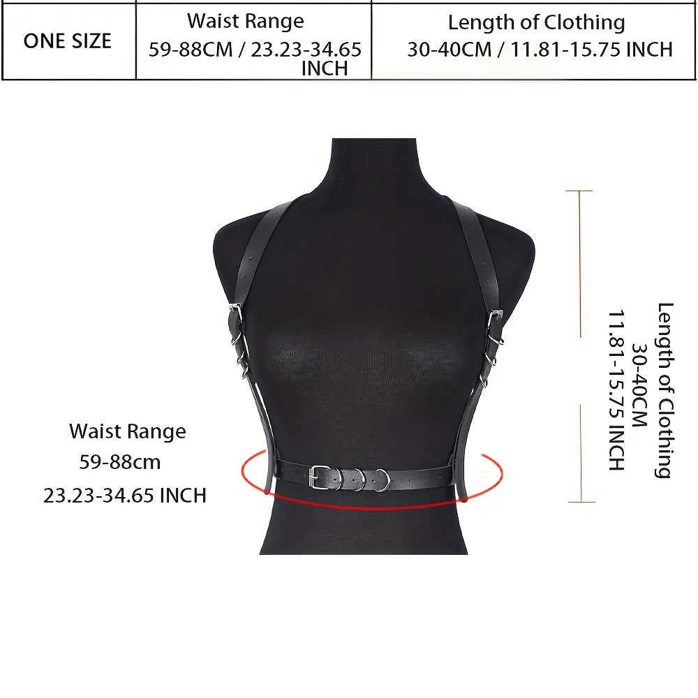 Punk Chest Harness Belt Rivet PU Leather Corset Waistband Gothic Suspenders