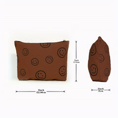 Cute Smile Face Corduroy Makeup Bag for Women