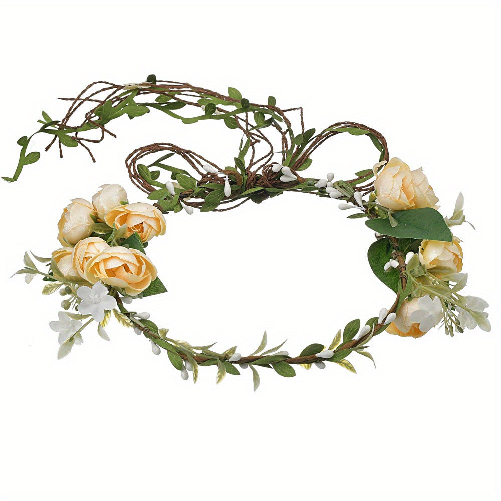Boho Style Flower Wreath Garland Headdress for Wedding