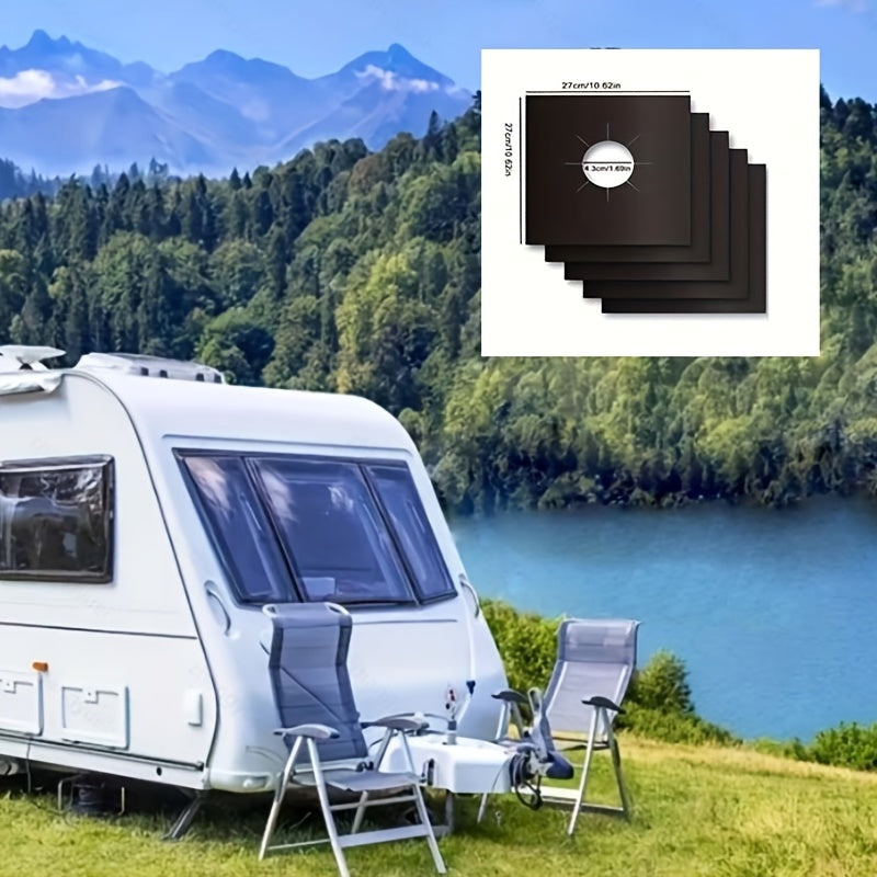 4pcs Gas Cooker Mat 0.2mm High Temp Stable Safe Non-toxic for Kitchen RV Outdoor