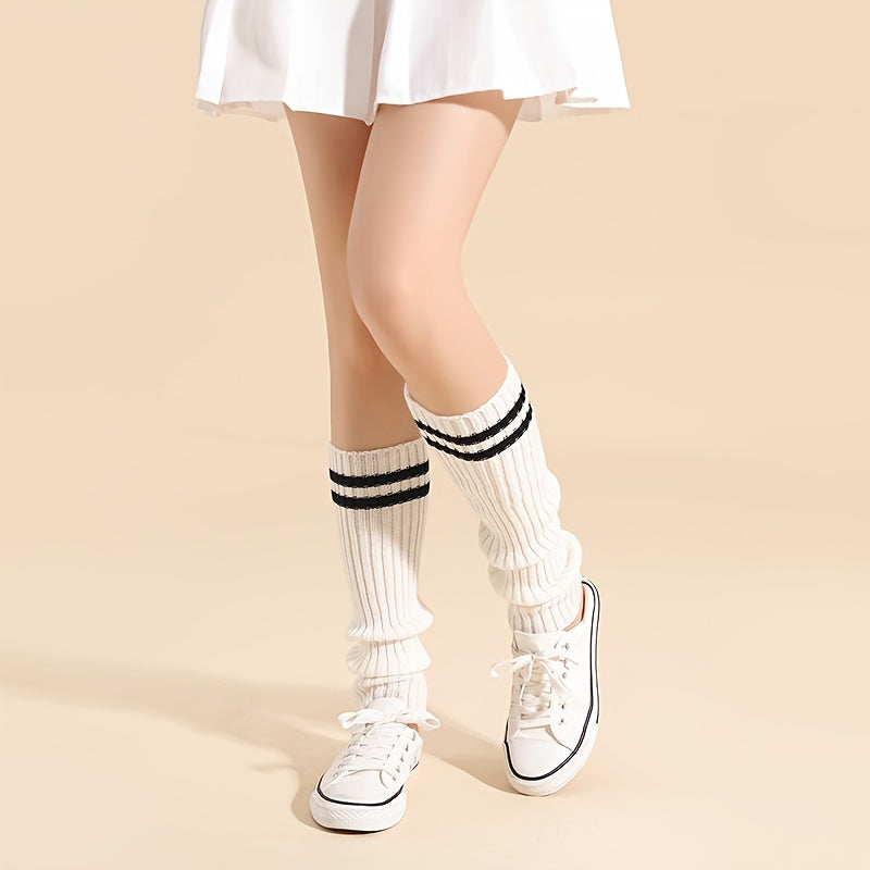 Striped Leg Warmers Ribbed Socks Women's Stockings