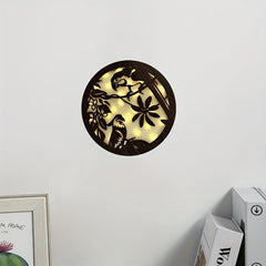 Children's Room Decoration Wall Clock LED Creative Lamp Retro Wooden Sign