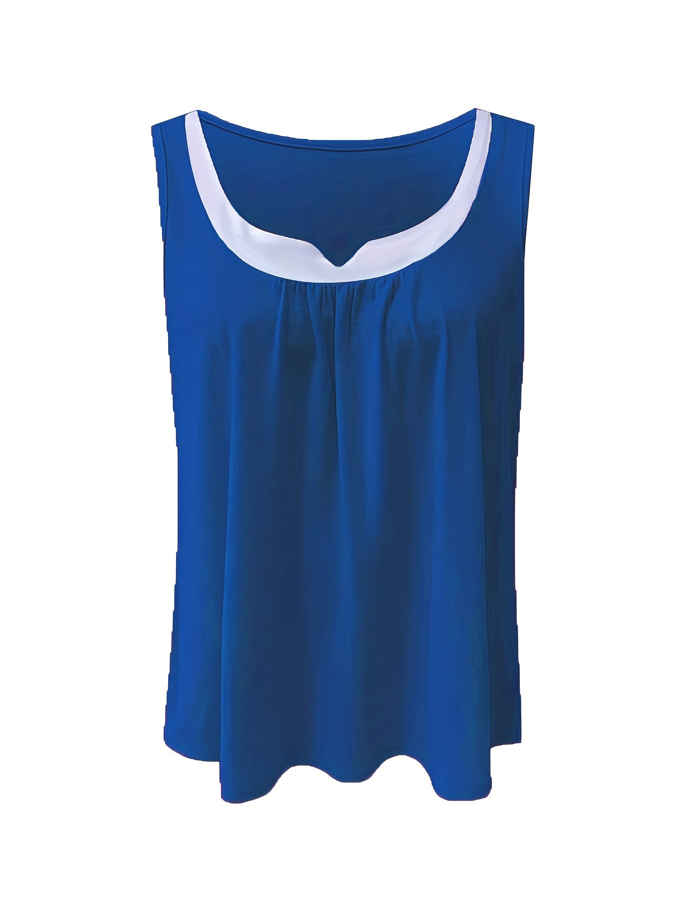  Colorblock Notched Neck Tank Top