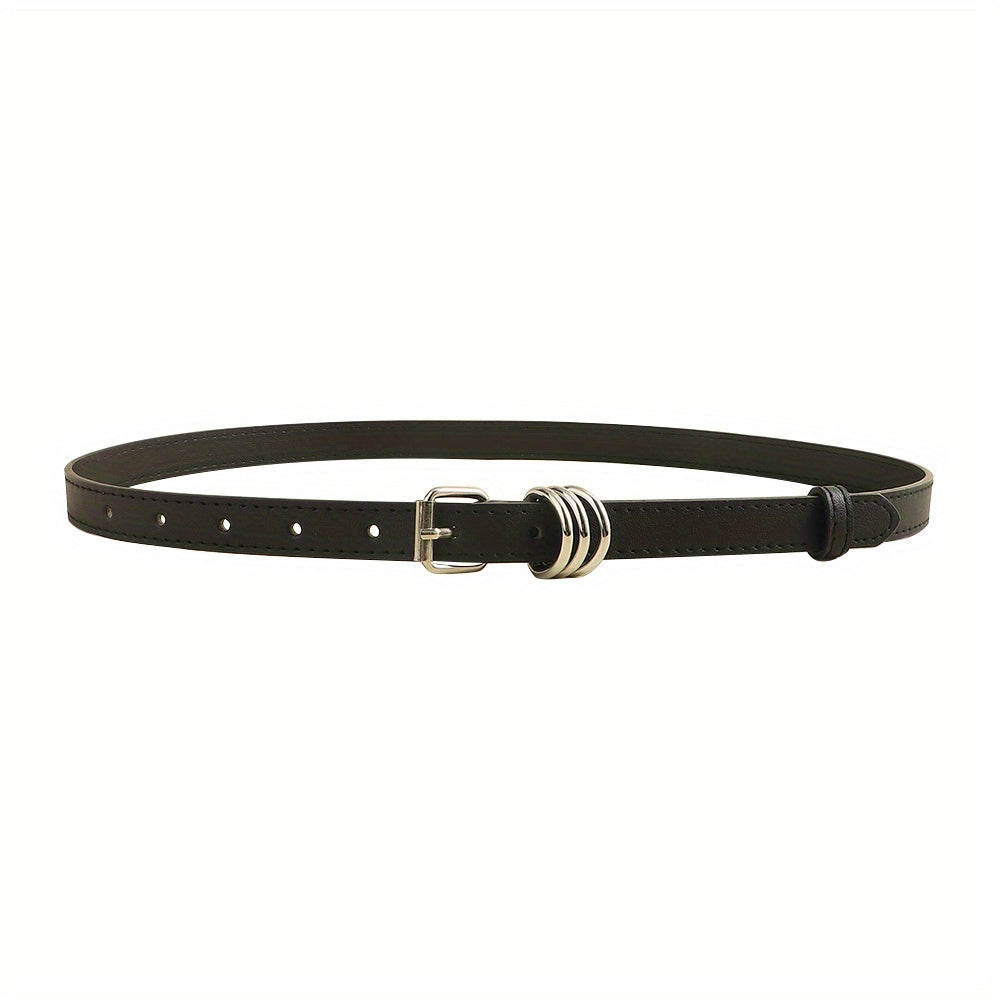Thin Square Pin Buckle Belt Casual PU Leather Belt For Women