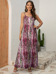 Abstract Print Cami Dress V-Neck Maxi Dress