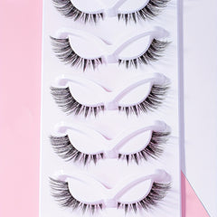 5 Pairs Cat Eye False Eyelashes Fox Eye Lashes Angle Winged