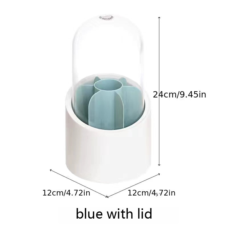 Makeup Brush Holder 360 Rotating Organizer with Clear Cover