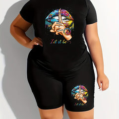  Women's Graphic Print Top & Shorts Set