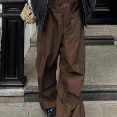  Solid High Rise Wide Leg Pants