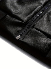 Men's Windproof PU Leather Jacket Outdoor Wear