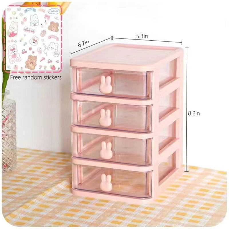 Rabbit Desktop Storage Box Transparent Drawer Desk Mini Storage