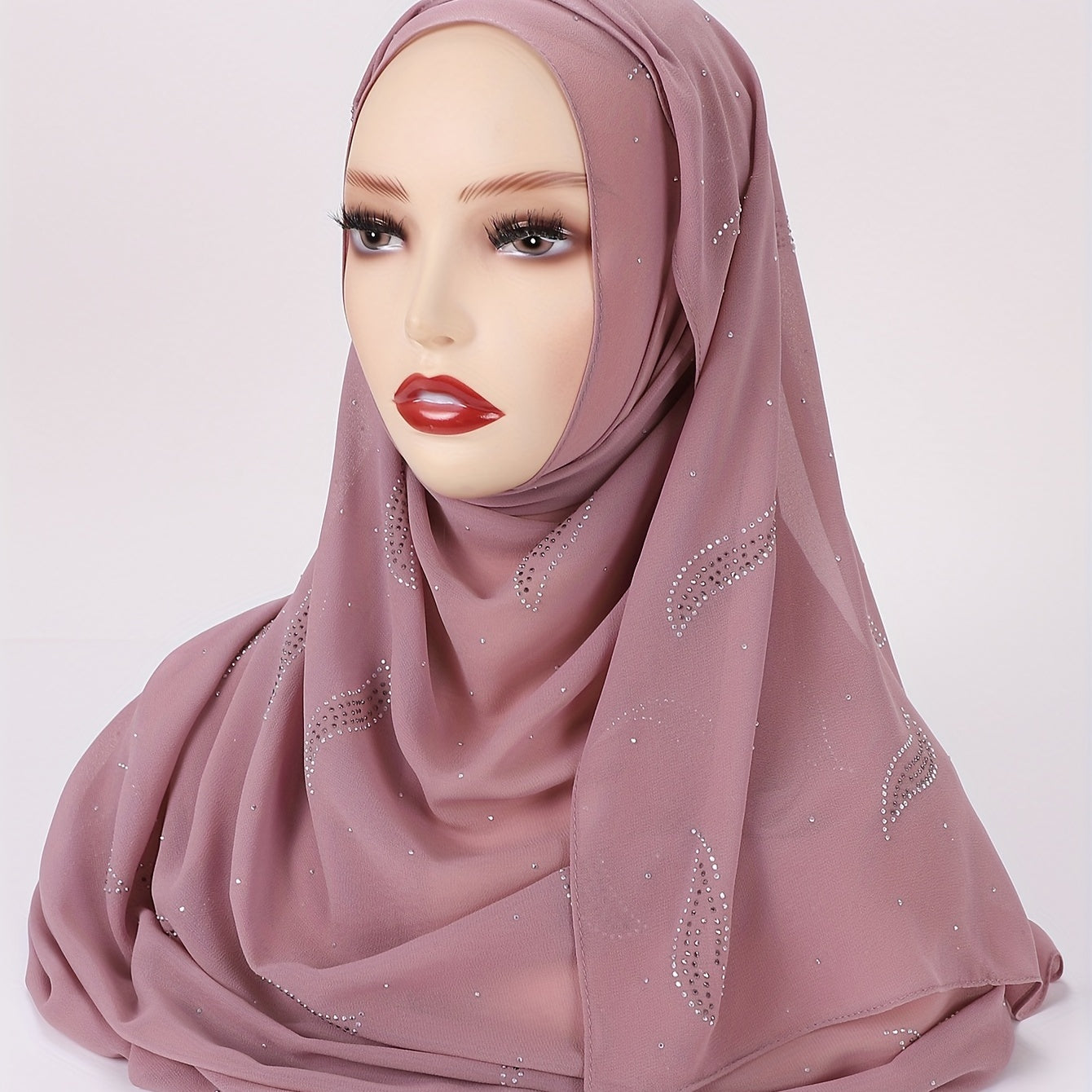 Wavy Leaf Chiffon Scarf Hijab Classic Shawl Head Wrap Women Hair Accessory