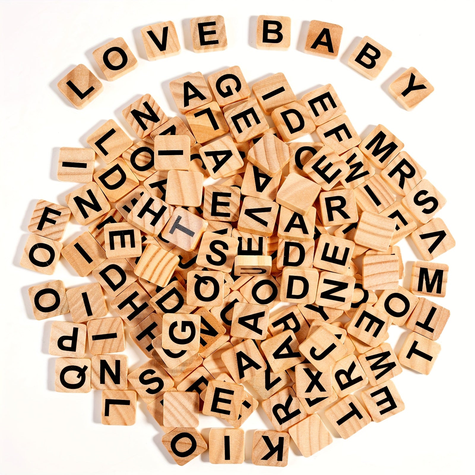 Wooden Alphabet Letter Tiles Set Educational Spelling Toy