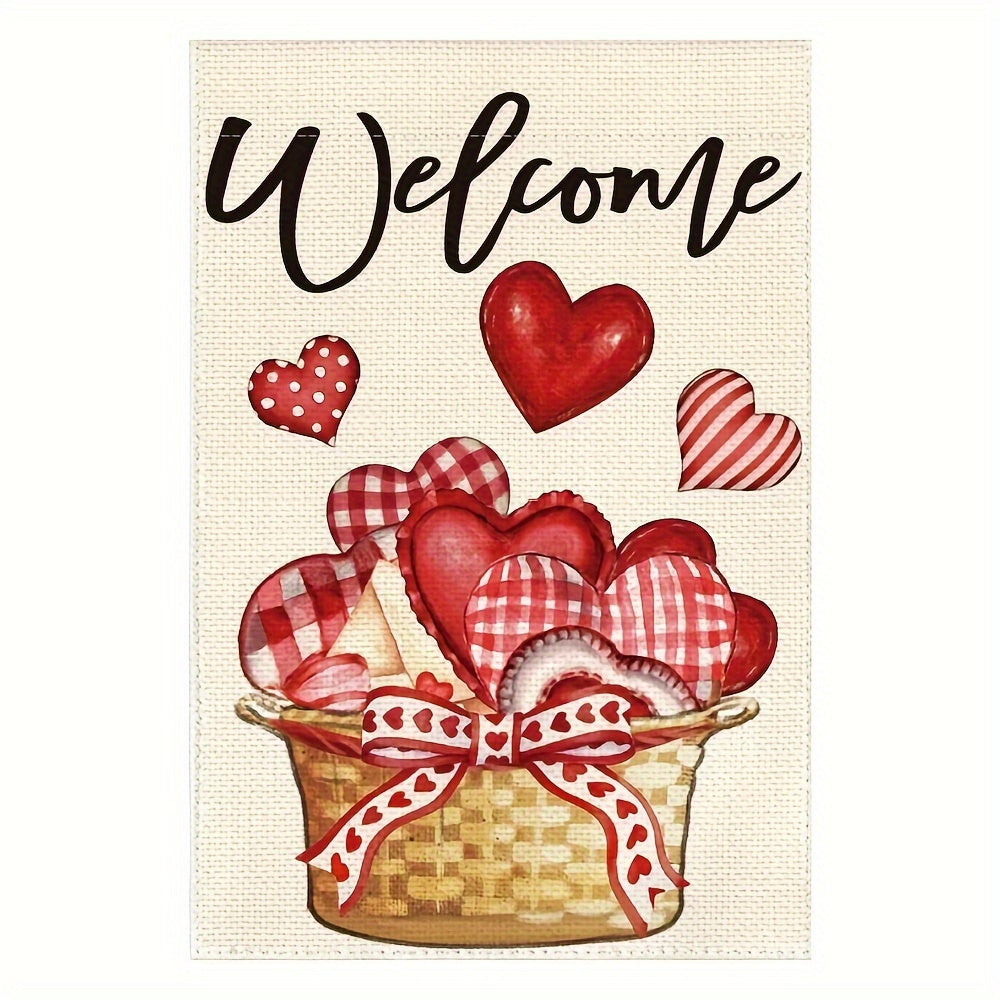 Valentines Love Heart Garden Flag Double Sided Outdoor Welcome Rustic Yard Flag