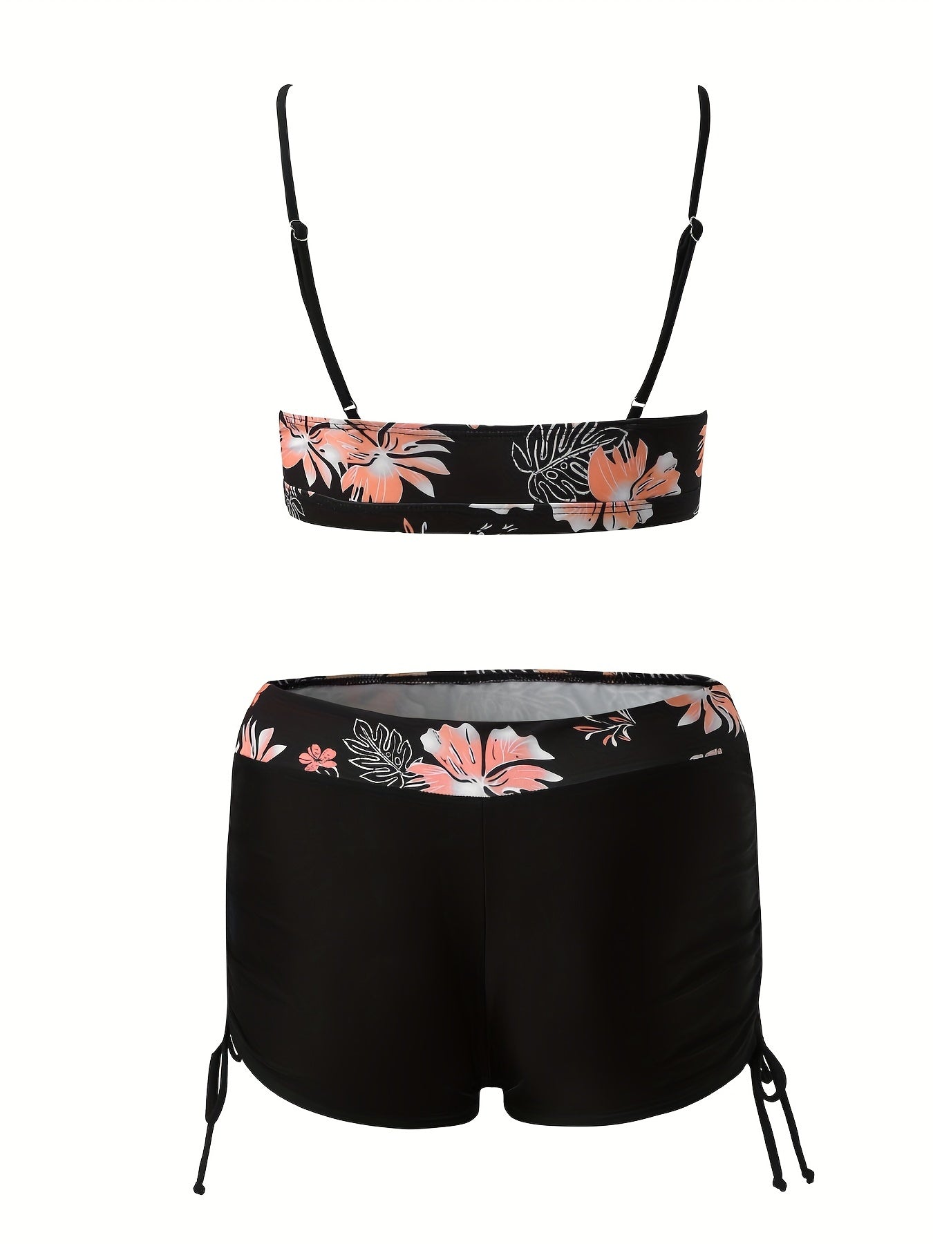 Floral Print Drawstring 2 Piece Bikini Swimsuit