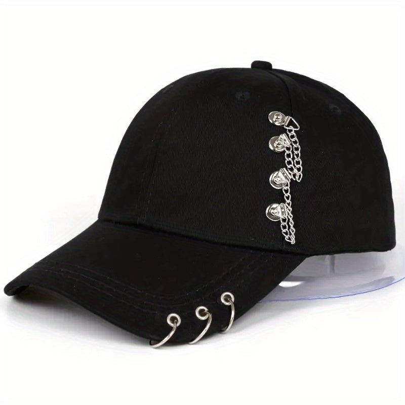 Adjustable Sunshade Baseball Cap With Hoop And Chain